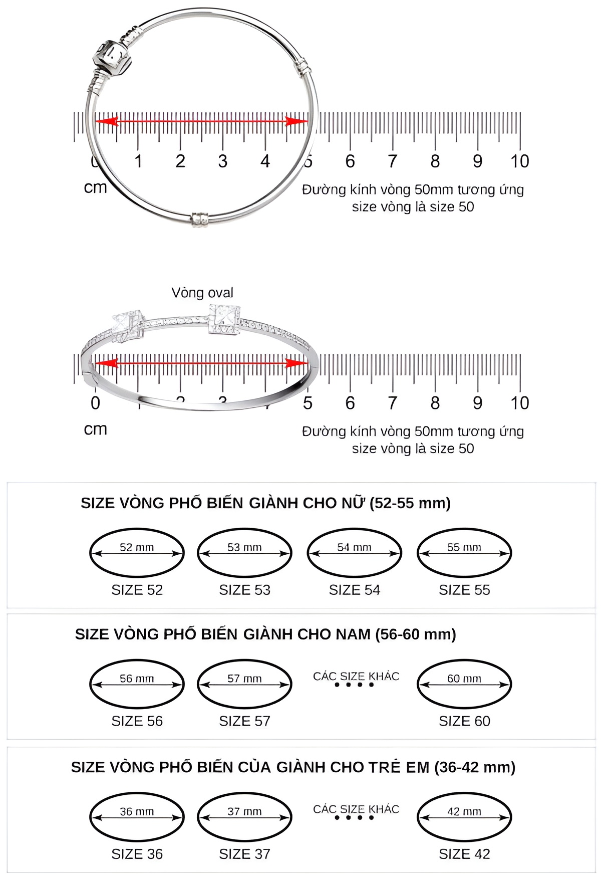 Bảng size vòng tay